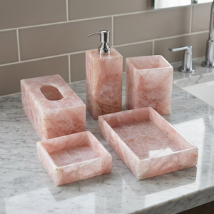 Juego de Accesorios de Baño de Resina de Lujo para el Hogar y Hoteles, Cinco Piezas, Moderno, Fácil de Limpiar, Taqi Craft International - Product Image 1