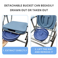 Chaise de toilette pliante 3 en 1 en acier inoxydable, toilette portable pour personnes âgées et handicapées, chaise de douche au chevet, capacité de charge de 150 kg