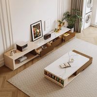 Ensemble Table Basse Rectangulaire et Meuble TV de Luxe Moderne avec Fonctionnalités Ajustables pour Appartement Compact