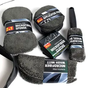 Car Cleaning Kit Wash Supplies Microfiber Towel Detailing Wheel Brush Waxing Sponge Combination Car Cleaning Tools