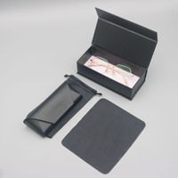 Ensemble complet d'accessoires pour lunettes avec logo personnalisé, étui rigide pour lunettes, boîte cadeau, protection de voyage élégante noire, vente en gros