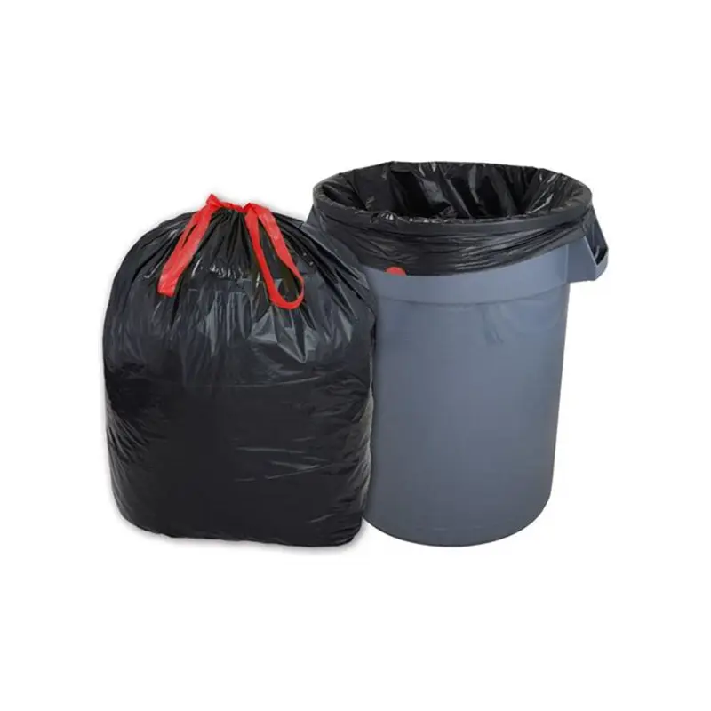 Sacs en plastique robustes emballage plastique noir cordon de serrage sac à poussière sac à ordures sac à ordures en rouleau