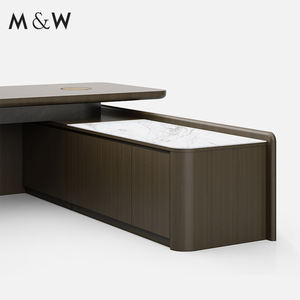 Juego de accesorios de oficina de madera de chapa moderna M & W, escritorio organizador de lujo, muebles de oficina para el hogar, escritorio de oficina antiguo - Product Image 6