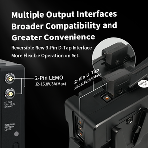 Batterie UPS pour caméra V-Mount 36Wh 2500mAh, boîtier en aluminium CNC avec sortie Lemo D-Tap, échange à chaud en stock - Product Image 2