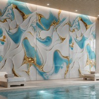 Panneau mural en PVC marbré avec revêtement UV, impression veinée, haute brillance, imperméable, qualité professionnelle, pour hôtels et usage domestique