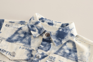 Ensemble de vêtements 3 pièces pour garçon de haute qualité veste en jean lettre teinte par cravate et chemise en jean en gros pour les enfants - Product Image 6