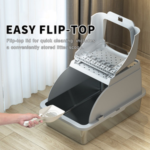 Heybo vật nuôi kèm theo Top-out lớn không dính dễ dàng làm sạch thép không gỉ đầu mèo hộp xả rác với muỗng - Product Image 2