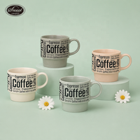 Ensemble de 4 tasses à café SWT avec support en métal noir, personnalisable, OEM, ensemble de tasses en céramique