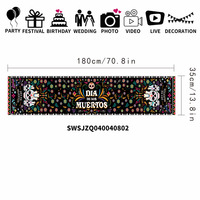 Chemin de table Dia de los Muertos, imprimé floral coloré en sucre, en polyester, pour la décoration de table de fête du Jour des Morts