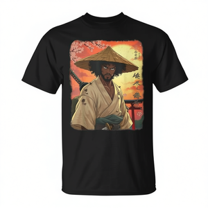Camiseta Afro American Samurai Anime Warrior With Katana, color negro, talla mediana - Product Image 2