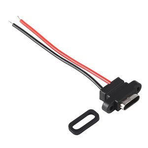 Connecteur <span class=keywords><strong>USB</strong></span> Type-C <span class=keywords><strong>femelle</strong></span> étanche 2P à <span class=keywords><strong>souder</strong></span>, câble d'extension <span class=keywords><strong>USB</strong></span>-C Pigtail, câble d'alimentation, prise <span class=keywords><strong>USB</strong></span>-C - Product Image 1