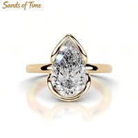 Bague de Mariage en Moissanite Taille Poire Couleur D VVS pour Femme, Pierre de 2 Carats, Argent Sterling 925 Plaqué Or 18K, Sertissage à Griffes, Personnalisable