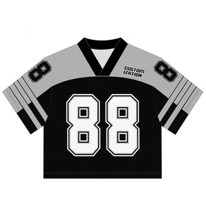 Custom Design Klassieke V-Hals Voetbal Cropped Jersey Print Cropped Retro Mesh Voetbal American Voetbalshirts - Product Image 4