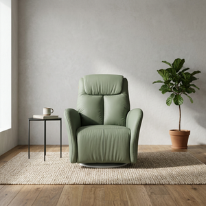 Cómodo Sillón Individual Moderno Verde Reclinable Tapizado, Sillón Giratorio para Sala de Estar - Product Image 1