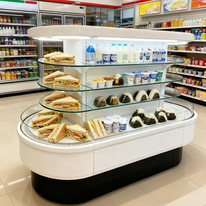 <span class=keywords><strong>Réfrigérateur</strong></span> d'îlot ouvert semi-vertical pour supermarché, vitrine ronde pour fruits et légumes - Product Image 3