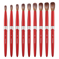 Kit de pinceaux à ongles en acrylique Kolinsky haute performance, 9 tailles, poils non tombants pour la sculpture de poudre acrylique