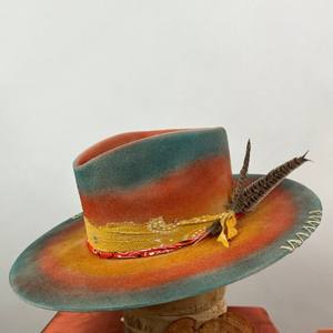 Peinture en détresse de haute qualité 100 laine australienne à large bord unisexe hommes <span class=keywords><strong>femme</strong></span> Panama Fedora feutre <span class=keywords><strong>chapeau</strong></span> fabricant - Product Image 1