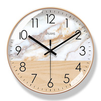 Jam Dinding Dekoratif Berkualitas Tinggi Satu Sisi Ruang Tamu Plastik Logo Kustom Senyap Quartz Modern Bulat Mewah