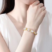 Bracelet de mariage luxueux en zircon cubique en forme de goutte d'eau pour femme, plaqué or véritable sur cuivre, chaîne tennis de mariée en forme de goutte d'eau, bijoux