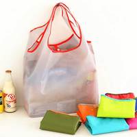 Sacs d'épicerie écologiques pliables et réutilisables en polyester de couleur bonbon avec poignée pour les courses au supermarché
