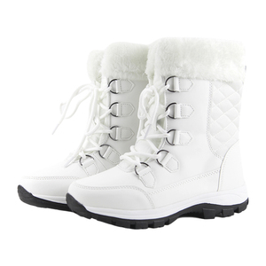 Stivaletti da neve invernali impermeabili da <span class=keywords><strong>donna</strong></span> bianchi leggeri in pelliccia sintetica foderata a metà polpaccio - Product Image 1