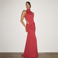 Nouvelle Robe Sirène en Jersey Dos Nu Halter 2026 pour Femme – Élégante, Découpes Latérales, Sexy, Coupe Ajustée, Idéale Soirée et Fête