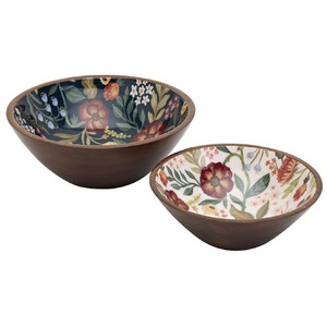 Vente chaude autocollant émail imprimé bol en bois salade de légumes riz bols de service bol à salade en bois - Product Image 2