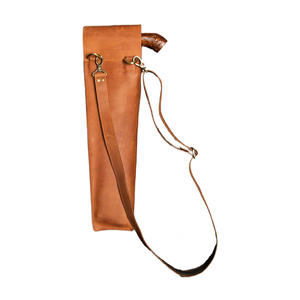 Bolsa de viaje plegable de cuero marrón duradera personalizada para almacenamiento de bastones y bastones, soporte suave hecho a mano - Product Image 1