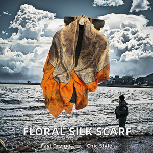 Écharpe en Faux Soie à Motif Floral Européen Américain Élégante Bandeau Carré Universel pour Femmes Accessoire Idéal pour les Événements - Product Image 2