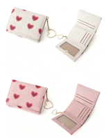 Portefeuille compact personnalisé en PU pour femme avec porte-clés en forme de cœur – Pochette légère et tendance pour le rangement quotidien