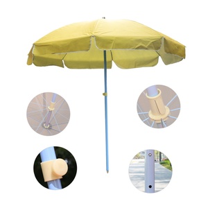ร่มชายหาดผ้าสีเหลืองและสีขาวแบบกำหนดเองได้สำหรับร่มกันแดดแบบพกพาสำหรับชายหาด - Product Image 4