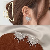 Boucles d'oreilles tendance en cuivre pour femme, motif ailes de diamant exagérées et étoiles étincelantes