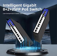 Tshield 8+2+2 Port Gigabit PoE Switch Unmanaged 20Gbps 48V Plug & Play Netzwerkverteiler 8 PoE Plus 2 Uplink Plus 2 SFP