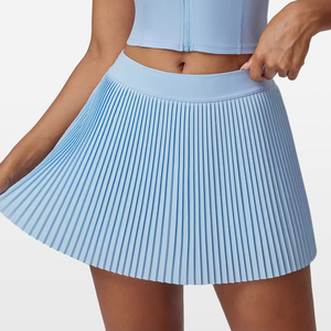 Gaun tenis Golf wanita, bawahan pinggang tinggi ringan padat atletik berlipat kasual dengan saku - Product Image 3