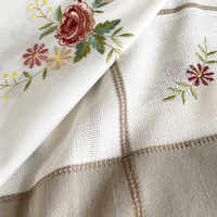 Nappe en coton naturel de qualité supérieure avec broderie florale, durable, lavable et réutilisable