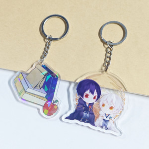 Custom Clear Acrylic <b>Keychain</b> with Holographic Bubble Tea Design Cute Alloy Metal <b>Personalized</b> Keyring and Charm - Product Image 2