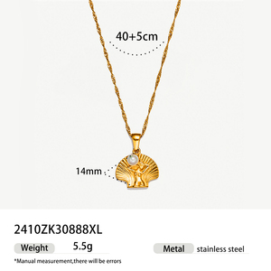 TG-3091 Nouvelle Arrivée Collier Pendentif Tendance Chaînes Coquillage Plage Océan Vénus Perle Charme Acier Inoxydable avec Zircon pour Femme - Product Image 6