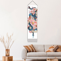 Kustom 3D Digital cetak estetika ular bunga dinding gantung vertikal Banner latar belakang permadani dengan rumbai