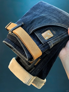 <span class=keywords><strong>Pantaloni</strong></span> Casual Comodi e Morbidi per <span class=keywords><strong>Uomo</strong></span>, <span class=keywords><strong>Jeans</strong></span> Invernali Foderati in Pile Antivento e Caldi, Vestibilità Slim - Product Image 3