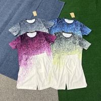 Conjunto Deportivo Unisex de Talla Grande para Verano, de Secado Rápido, Transpirable, Antibacterial, Camiseta Reflectante para Correr, Pantalones Cortos de Alta Elasticidad, 2 Piezas