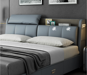 Ailichen phòng ngủ chính 1.8m 1.5m đôi da GiườNg Lưu trữ Tatami giường + Nệm cao su 1.5*2.0 khung giường - Product Image 2