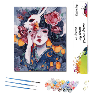 Decoración del hogar DIY aceite flor niña dibujos animados pintados a mano Kits pared lienzo retrato DIY pintura por números ani - Product Image 1
