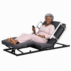 Letto Elettrico Regolabile per Anziani per Uso Domestico, Telaio Letto Massaggiante con Sponde Bloccabili, Telecomando e Rivestimento Lavabile - Product Image 1