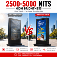 High Brightness 3000 Nit LCD Digital Kiosk 55 65 Inch Capacitive Touch Screen IP65 Waterproof Totem Outdoor Advertising Display