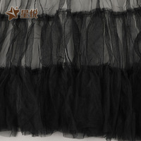Kain Tulle Renda Hitam Multi-Layer Multi-Craft Bermotif Cetak, Bahan Renda Bernapas Untuk Pesta Pernikahan Gaun Formal Grosir