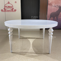 Meubles de location pour mariage en plein air de style moderne pour hôtel : Table de banquet ronde et chaises avec base métallique pour les mariés