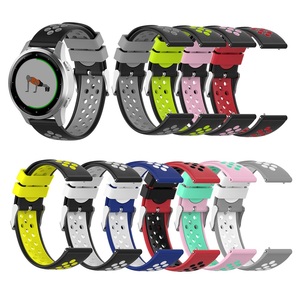 Pour <span class=keywords><strong>Garmin</strong></span> <span class=keywords><strong>Vivoactive</strong></span> <span class=keywords><strong>4S</strong></span> Boucle en métal argenté Double couleurs <span class=keywords><strong>Bracelet</strong></span> intelligent respirant 18mm <span class=keywords><strong>Bracelet</strong></span> de montre en Silicone Sport - Product Image 1