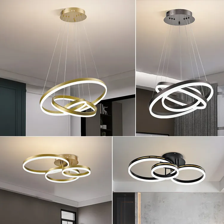 Lustre Led suspendu rond en aluminium 45w pour salle à manger, salon, décoration de la maison