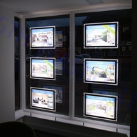 Panneau publicitaire immobilière rétroéclairé A2 A3 A4, affiche publicitaire à suspendre à la fenêtre, cadre acrylique magnétique LED mince carré pour intérieur, boîte à lumière