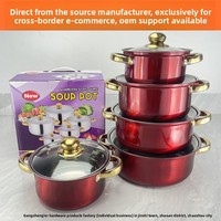 Lot de 10 casseroles et poêles en acier inoxydable avec couvercles en verre, intérieur non revêtu, ustensiles de cuisson multifonctionnels pour gaz et électrique – Vente en gros